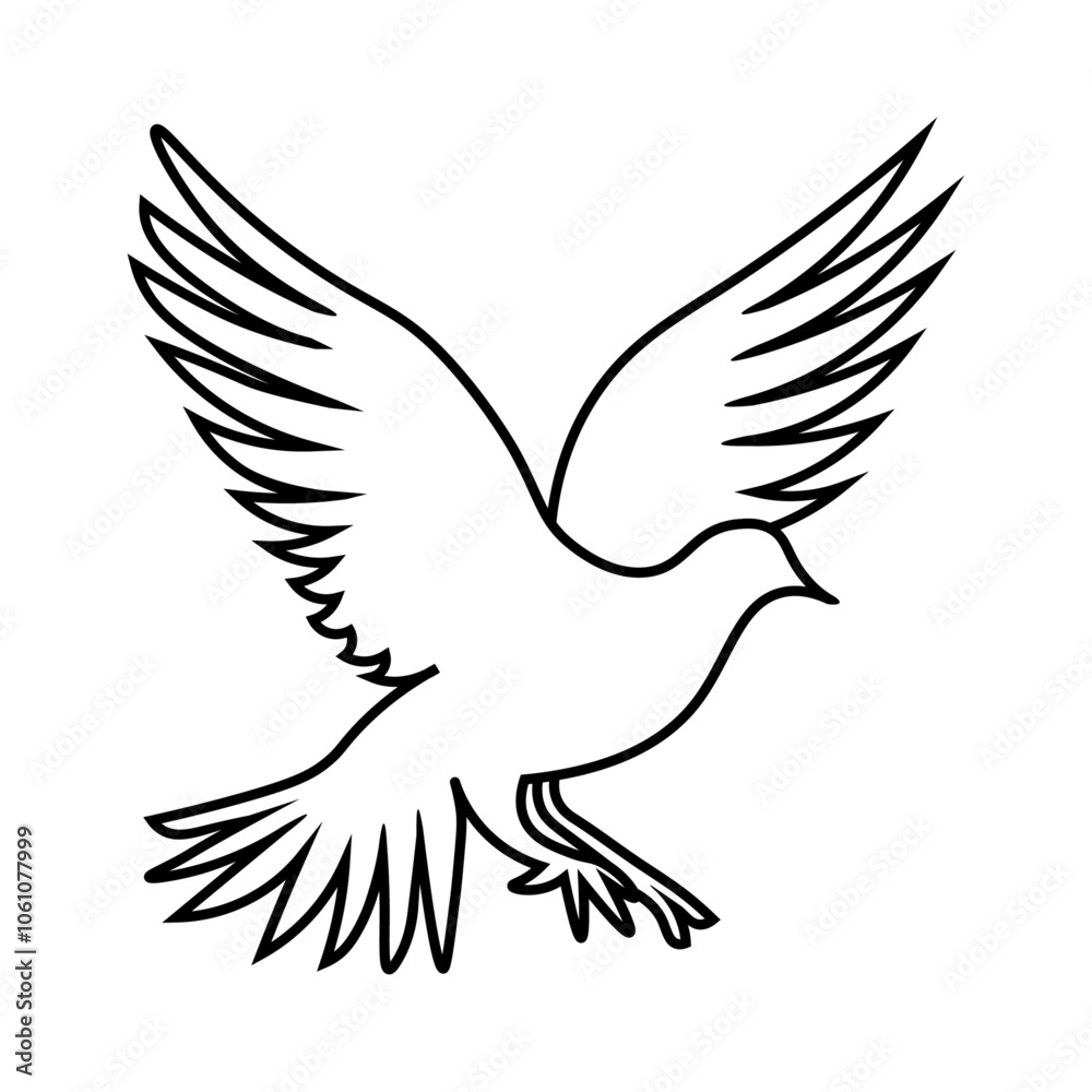 飛び立つ鳩の線画イラスト 飛び立つ鳩の線画イラスト
