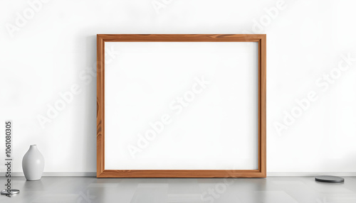 Wooden Frame 30x40 Mockup Studio Artistic isolated with white highlights, png