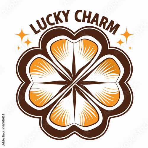 Lucky Charm Badge with Stylized Four-Leaf Clover Design