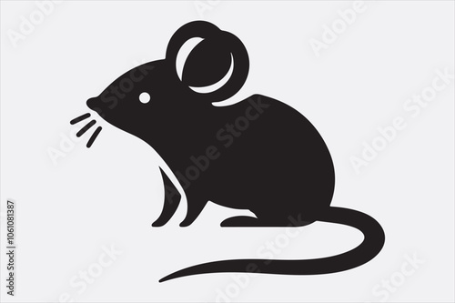 A simple black silhouette of a mouse.