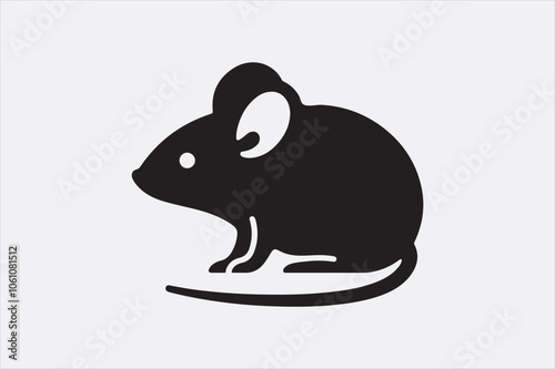 A simple black silhouette of a mouse.