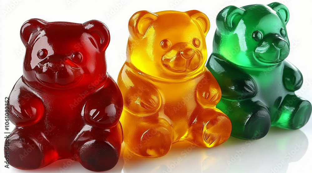 gummy isolated on white: colorful jelly gummy bears, isolated on white background, gummy texture, eating gummy bear, gummy candy 