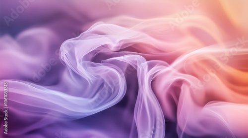 Abstract composition with translucent layers of shapes, soft mist, and delicate color gradients. AI generated