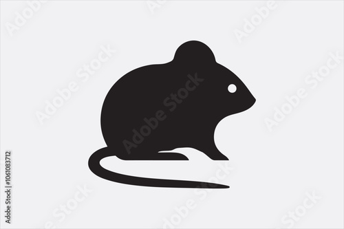 A simple black silhouette of a mouse.