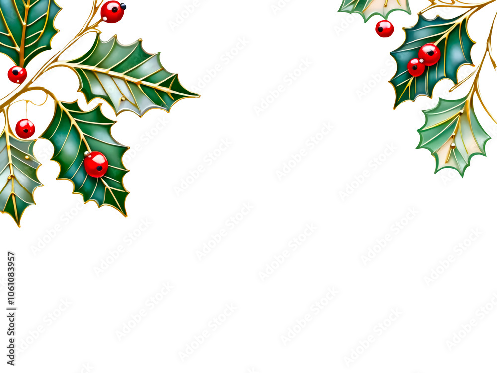 christmas holly berry berries frame isolated transparent