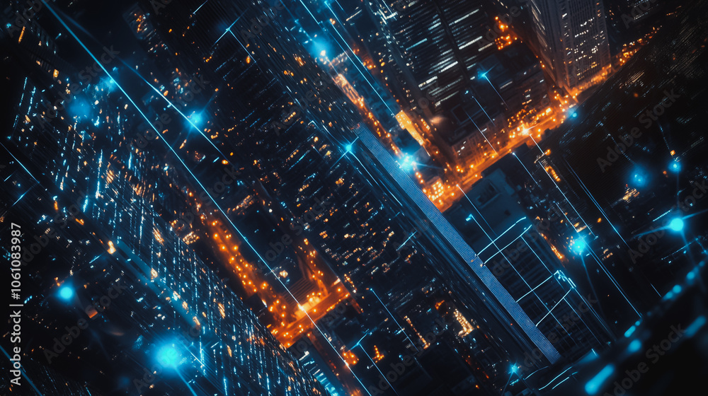 Smart digital city with connection cyber security network reciprocity over the cityscape . future smart wireless digital city and social media networking systems that connects people within the city Smart digital city with connection cyber security network reciprocity over the cityscape . future smart wireless digital city and social media networking systems that connects people within the city