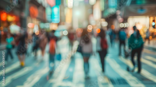 Wallpaper Mural People Walking In The Street, Blurry - A blurry image of people walking in the street. Torontodigital.ca