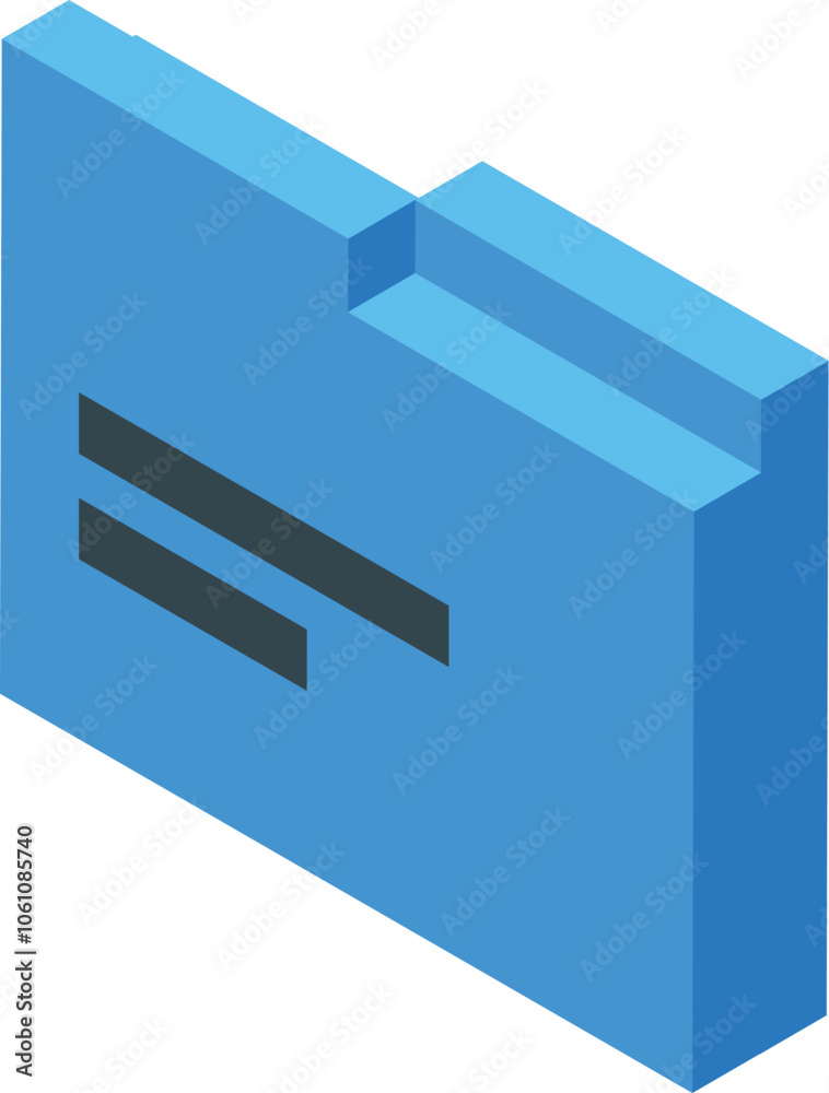 Blue data folder representing storing files and information isometric icon Blue data folder representing storing files and information isometric icon