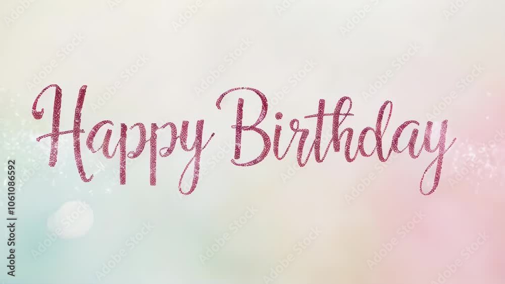 Happy Birthday text with a soft, pastel colored background with light bokeh and subtle sparkles Happy Birthday text with a soft, pastel colored background with light bokeh and subtle sparkles