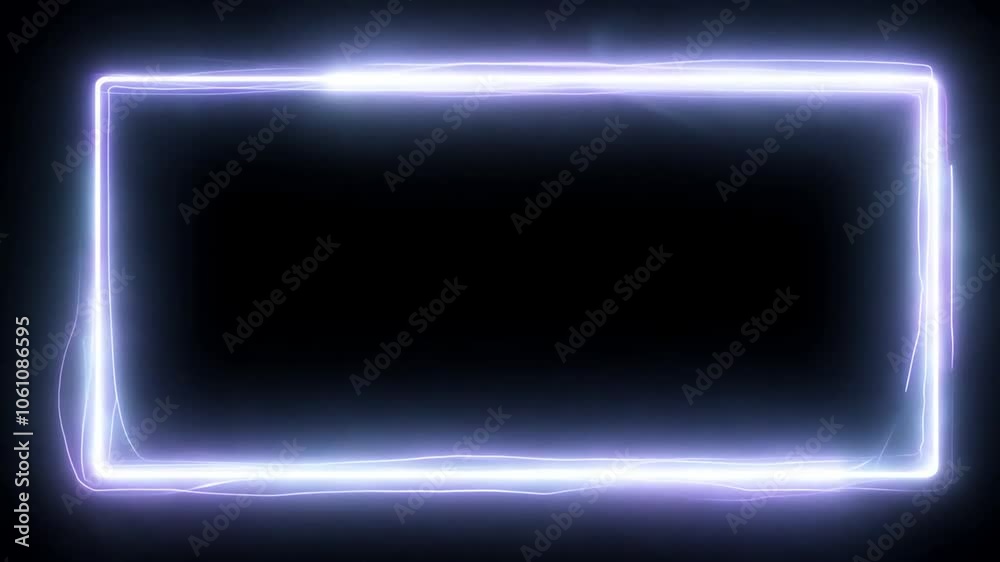 black neon 4K laser glowing effect motion white light graphic repetitive animation Bright isolated frame flashing background border animated abstract loop led glow element looping rectangle moving de