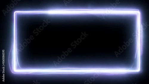 black neon 4K laser glowing effect motion white light graphic repetitive animation Bright isolated frame flashing background border animated abstract loop led glow element looping rectangle moving de