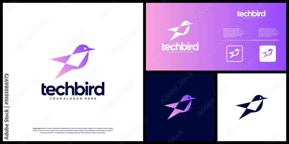 Fototapeta premium technology bird , digital network , modern abstract , logo graphic template.