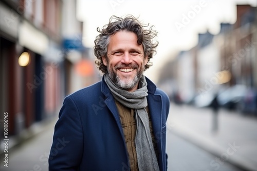 Portrait of a handsome middle-aged man smiling at the camera