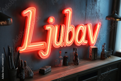 Neon sign Ljubav (Love) photo