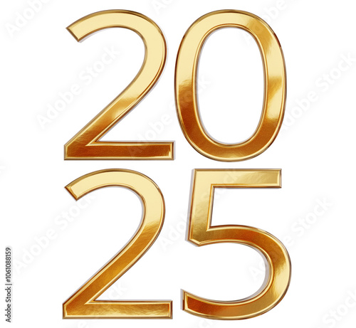 year 2025, bold letters num...