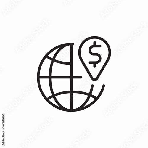 world money location pin icon sign vector