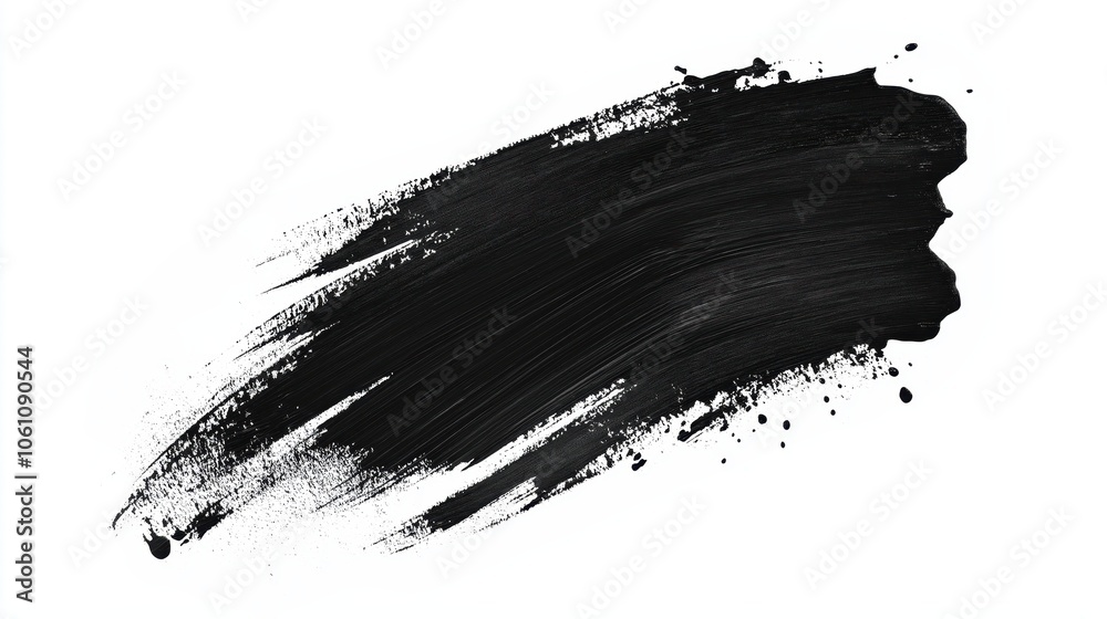 Abstract black in splash, paint, brush strokes, created by ai