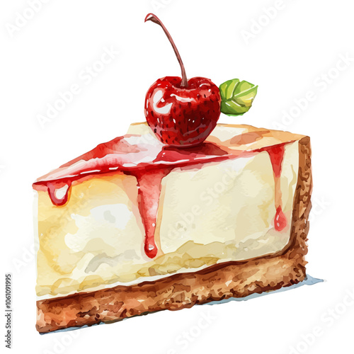 A watercolor vector of Cheesecake, isolated on a white background.