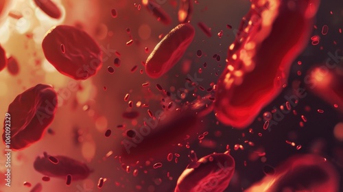 Splash of red blood cells against blurred background. photo