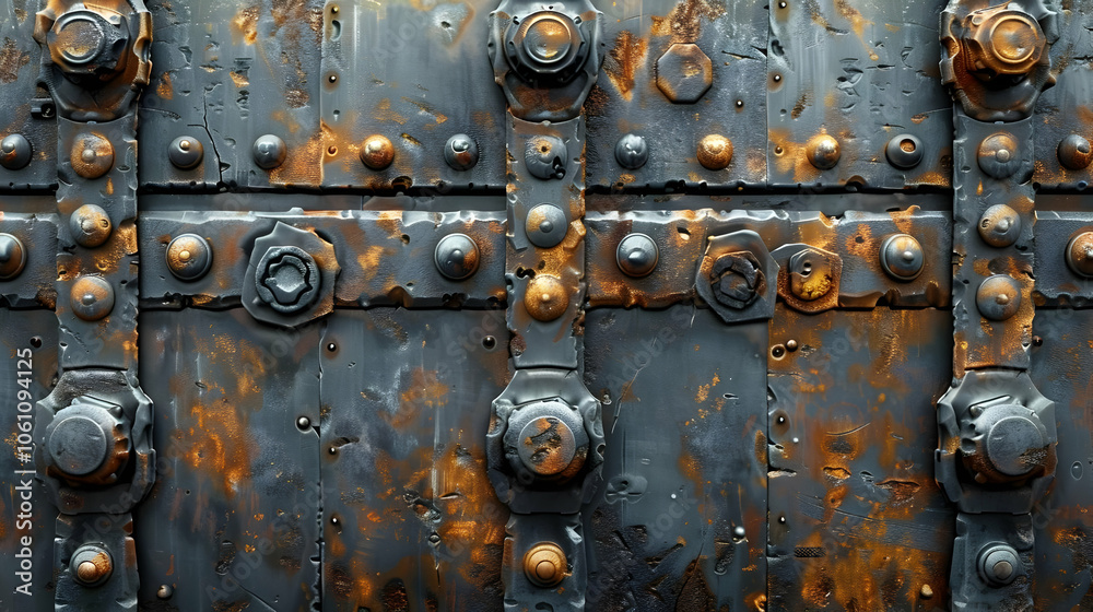 Rusty Metal Texture with Bolts and Screws Illustration Rusty Metal Texture with Bolts and Screws Illustration