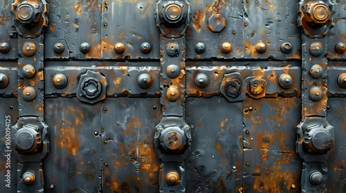 Rusty Metal Texture with Bolts and Screws Illustration