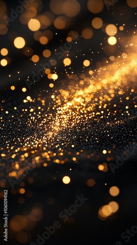 Sparkling gold dust on a black background