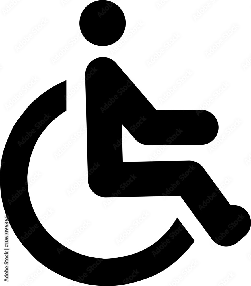 icon image of a disabled person using a wheelchair. suitable for use as information, notification and warning in various situations involving disabled people icon image of a disabled person using a wheelchair. suitable for use as information, notification and warning in various situations involving disabled people