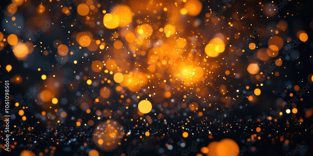 Obraz premium Glowing orange particles scattered throughout black night sky, creating a magical and dramatic burst of light.