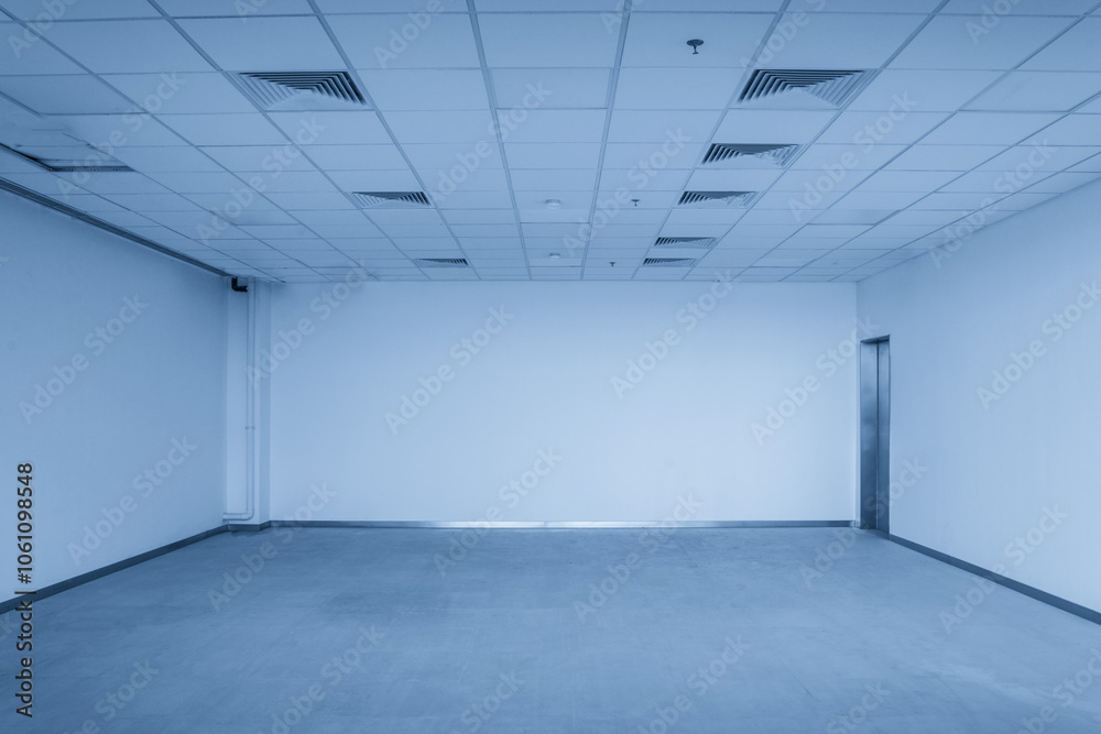 Fototapeta premium Minimalist Empty Room with Soft Blue Lighting for Modern Design Inspiration