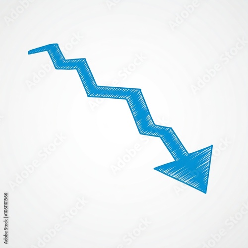 blue arrow pointing downwards, stock market, bearish market