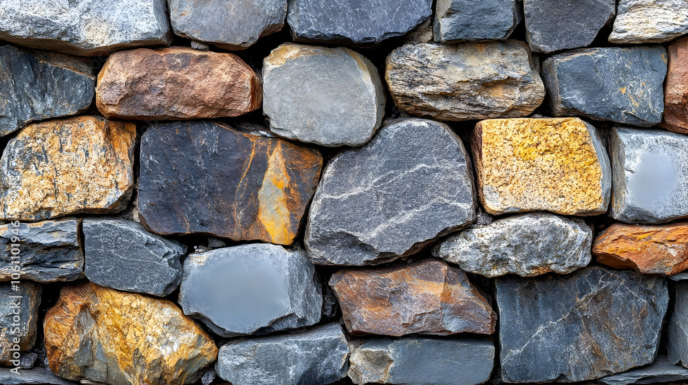 Stone Wall Texture - Grey, Brown, and Yellow Stone Background Stone Wall Texture - Grey, Brown, and Yellow Stone Background