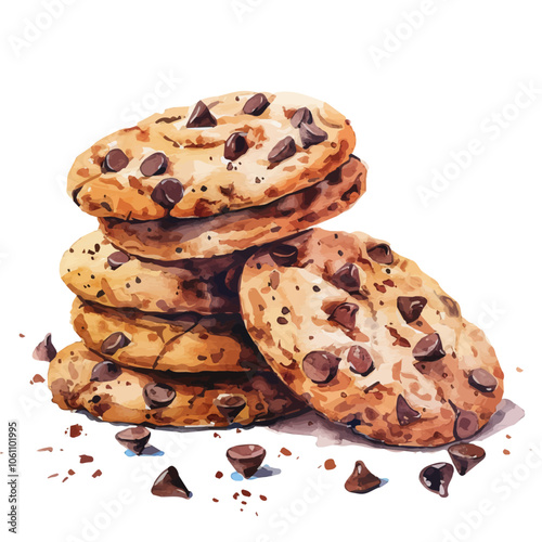 A watercolor vector of Cookies, isolated on a white background.