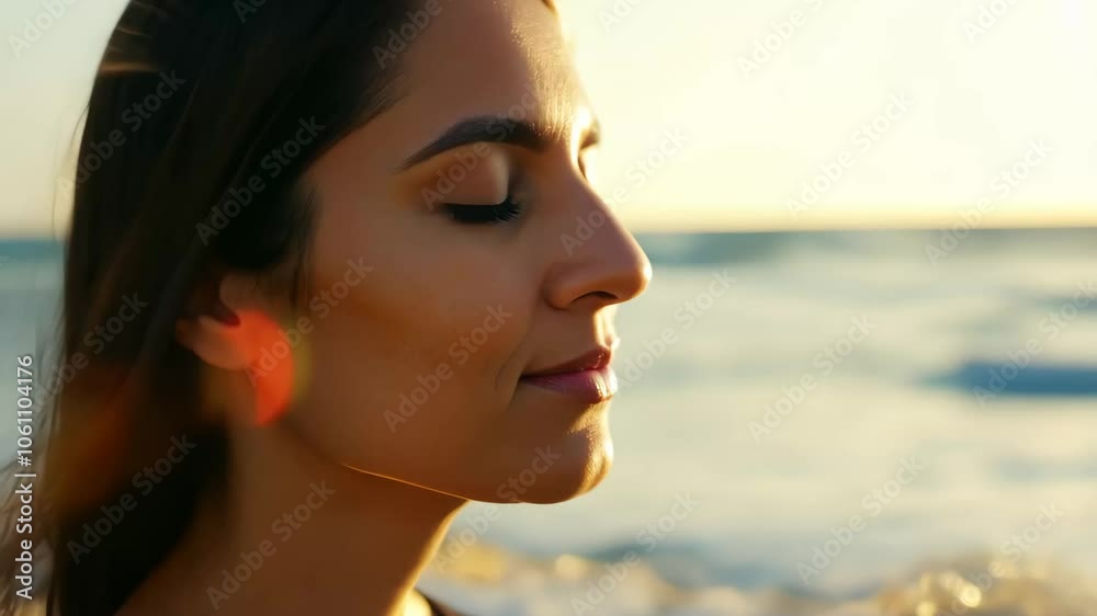 Serene Sunrise Yoga Meditation on Beach – Woman in Tranquil Pose with Gentle Ocean Breeze, Soft Golden Light, and Soothing Atmosphere Serene Sunrise Yoga Meditation on Beach – Woman in Tranquil Pose with Gentle Ocean Breeze, Soft Golden Light, and Soothing Atmosphere