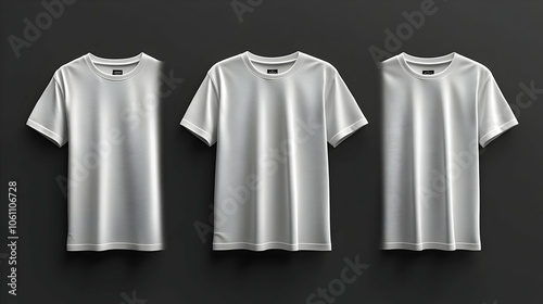 Three White T-Shirts Mockup - Realistic 3D Render