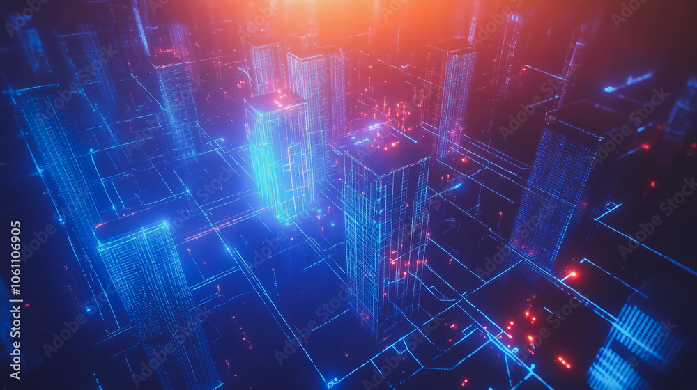 Smart digital city with connection cyber security network reciprocity over the cityscape . future smart wireless digital city and social media networking systems that connects people within the city Smart digital city with connection cyber security network reciprocity over the cityscape . future smart wireless digital city and social media networking systems that connects people within the city