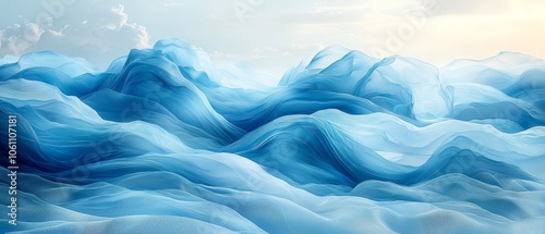 Wallpaper Mural Ethereal blue waves create a serene and calming landscape. Torontodigital.ca