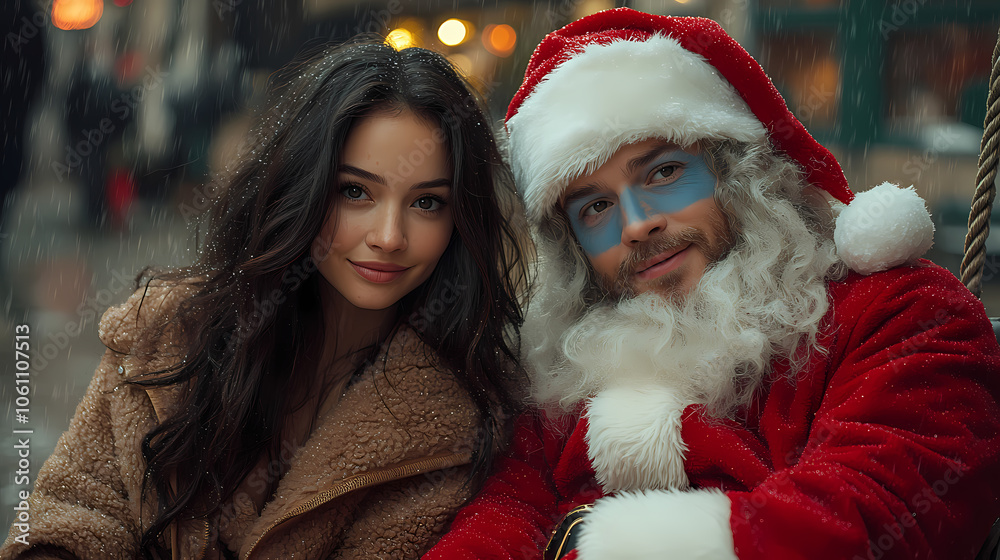 Handsome Young Man in Santa Costume Posing Handsome Young Man in Santa Costume Posing