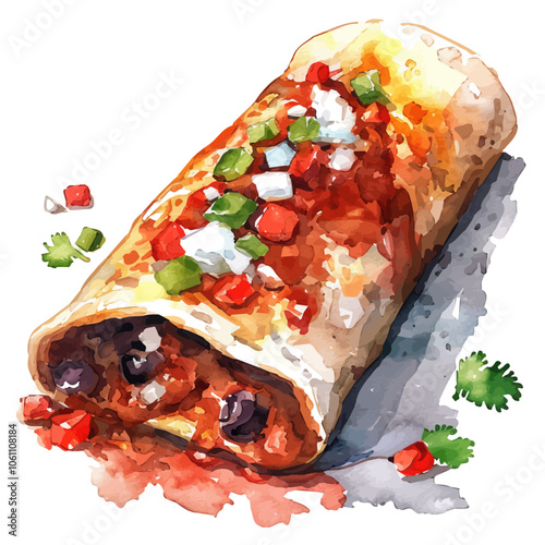 A watercolor vector of Enchilada, isolated on a white background.
