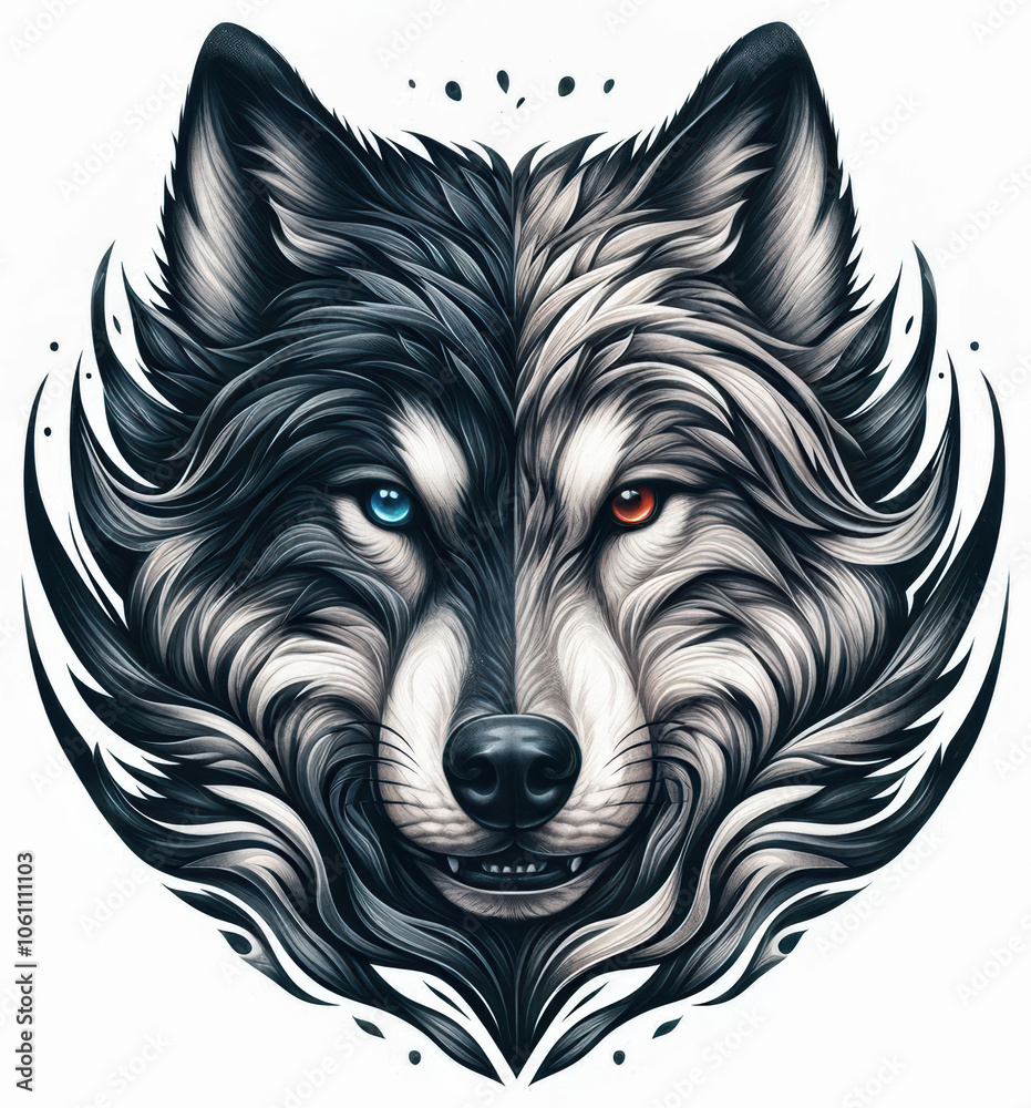 Fototapeta premium TRIBAL TATOO トライバル タトゥ 狼 wolf