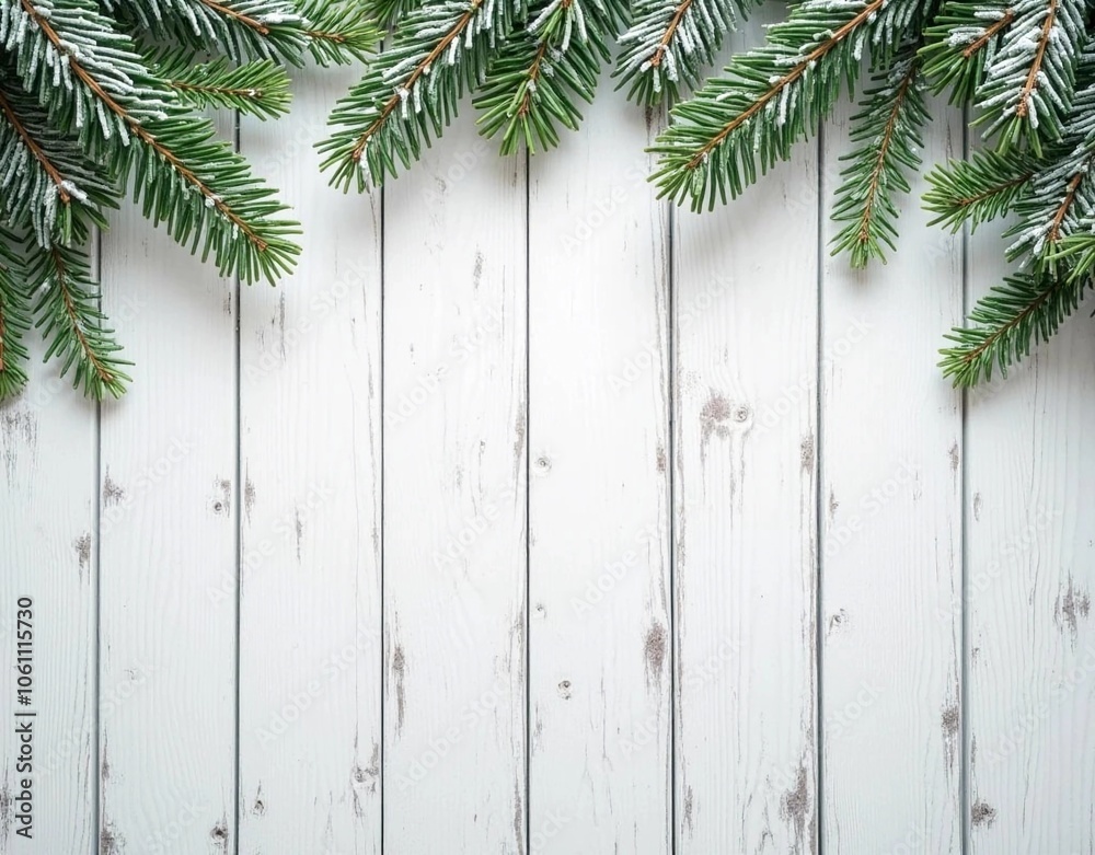 christmas tree branches on wooden background christmas tree branches on wooden background