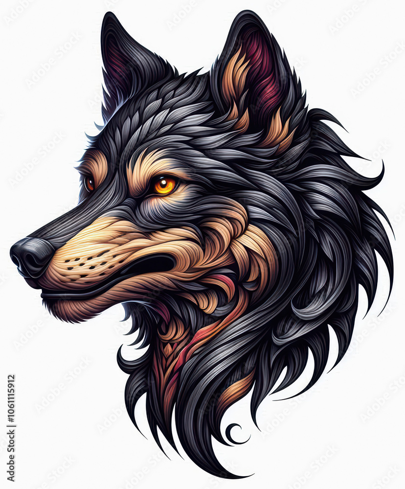 Naklejka premium TRIBAL TATOO トライバル タトゥ 狼 wolf