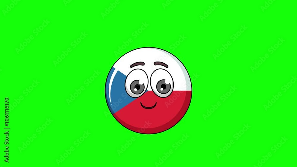 Czech Republic cartoon with a smiling face with heart eyes, emoji emoticon animation Czech Republic cartoon with a smiling face with heart eyes, emoji emoticon animation
