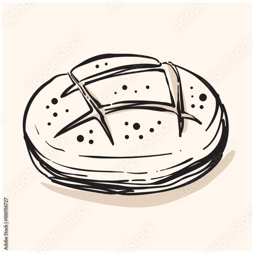 Rye bread With illustration style doodle and line art