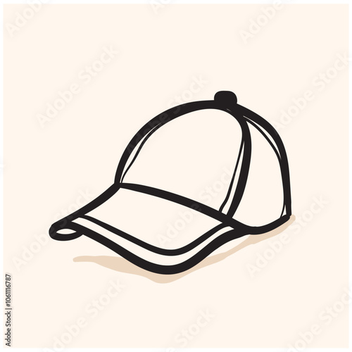 Baseball cap With illustration style doodle and line art