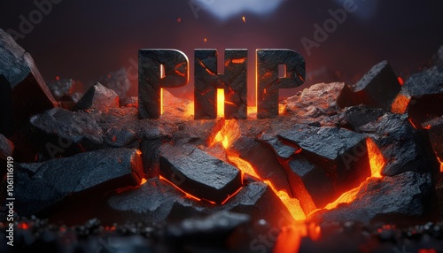 PHP Programming Language Logo Erupting from Lava photo