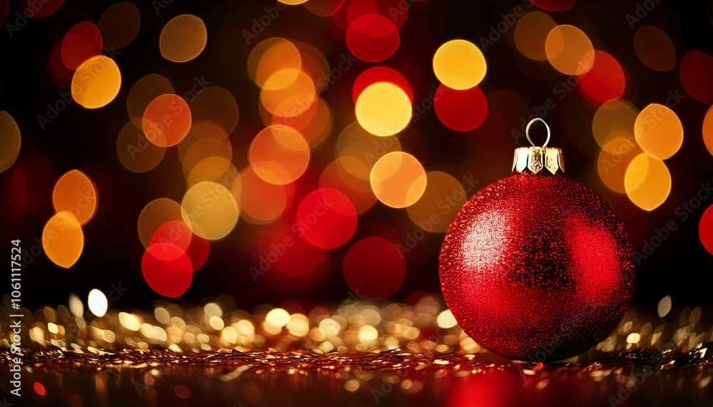 Beautiful Close-up of Red Christmas Ornament with Bokeh Lights Beautiful Close-up of Red Christmas Ornament with Bokeh Lights