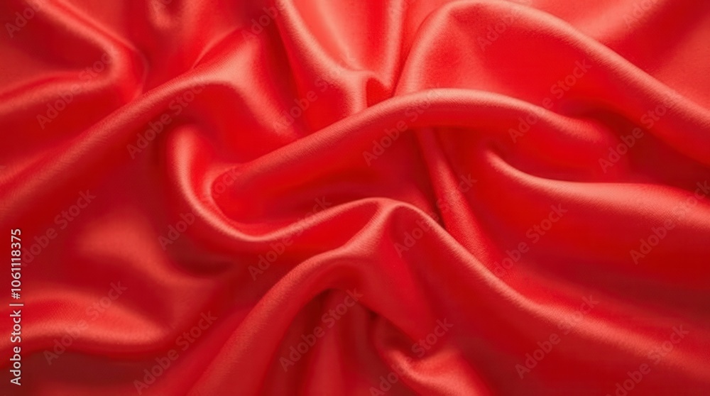 Obraz premium Red Silk Fabric Draped Elegantly Isolated on White Background Luxurious Textile