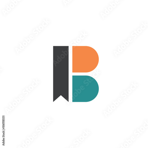 Logo letter B book , library or bible with blank background
