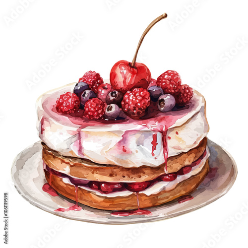 A watercolor vector of Genoise, isolated on a white background.