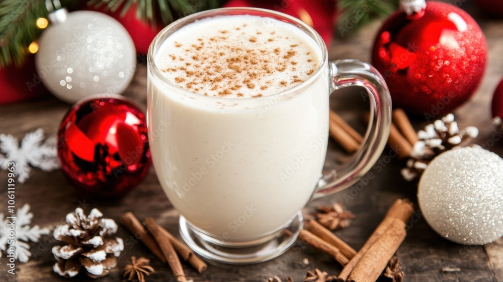 Cozy Winter Eggnog Delight Amidst Holiday Decor Cozy Winter Eggnog Delight Amidst Holiday Decor